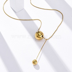 304 Stainless Steel Round Ball Pendant Snake Chain Necklaces, Golden, 15.75 inch(40cm)(NJEW-U028-03G)