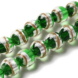 Lampwork Beads Strands, Round, Green, 12mm, Hole: 1.2mm, about 45pcs/strand, 19.29''(49cm)(LAMP-E036-07C)