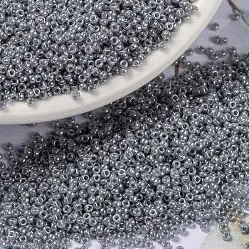 MIYUKI Round Rocailles Beads, Japanese Seed Beads, (RR443) Opaque Gray Luster, 15/0, 1.5mm, Hole: 0.7mm, about 250000pcs/pound