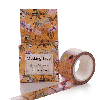DIY Scrapbook Decorative Adhesive Tapes, Flower, Colorful, 20mm