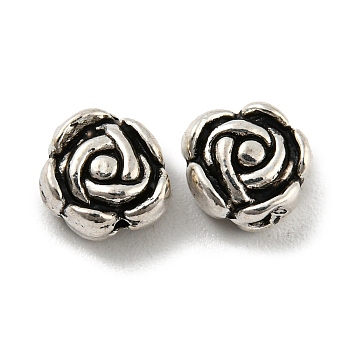 Tibetan Style Alloy Beads, Lead Free & Cadmium Free, Flower, Antique Silver, 6.5x7x4mm, Hole: 1.2mm, about 1666pcs/1000g