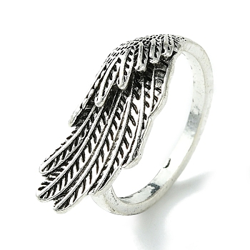 Wings Alloy Open Cuff Rings, Lead Free & Cadmium Free, Antique Silver, 10mm, Inner Diameter: 19mm