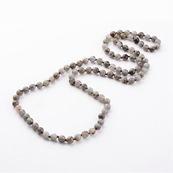 Natural Labradorite Necklaces, Beaded Necklaces, Faceted, 35.8 inch