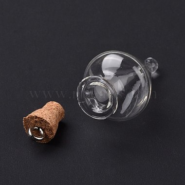 Teardrop Glass Cork Bottle Pendants(AJEW-A041-01D)-4