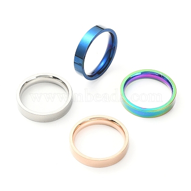 4 Stück 4 Farben 201 Edelstahl-Glattband-Fingerringe für Frauen(RJEW-YW0001-03)-3