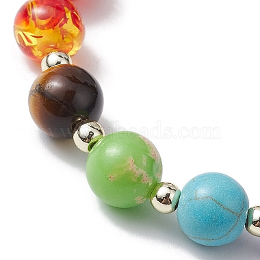 Chakra Theme Natural & Synthetic Mixed Gemstone Stretch Bracelet(BJEW-JB10161)-3