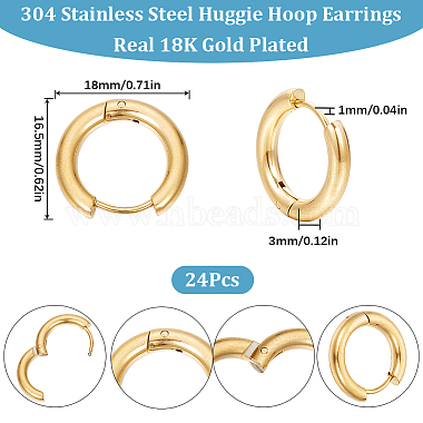 12 Pairs 202 Stainless Steel Huggie Hoop Earrings with 316 Surgical Stainless Steel Pins(EJEW-SC0001-40G)-2