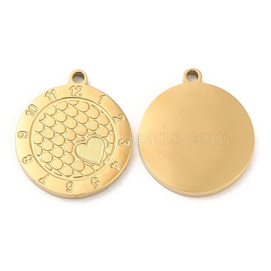 Real 18K Gold Plated Flat Round 316L Surgical Stainless Steel Pendants