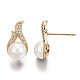 Brass Micro Clear Cubic Zirconia Stud Earrings(X-EJEW-N014-17-NF)-3