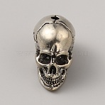 Brass Skull Beads, Raw(Unplated), 23x15x22mm, Hole: 2.5mm(FIND-WH0148-020B)