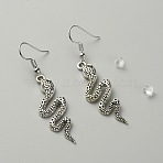Alloy Snake Long Dangle Earrings for Women, Antique Silver, 57mm, Pin: 0.6mm(EJEW-WH0018-22)