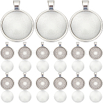 DIY Dome Blank Alloy Pendant Making Kits, Flat Round, Tray: 25mm, 36x28x3mm(DIY-SP0001-60B)