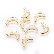 304 Stainless Steel Charms, Moon, Golden, 15x9x1mm, Hole: 1mm(STAS-P227-20G)