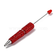 Plastic Ball-Point Pen, Glass Rhinestone Beadable Pen, for DIY Personalized Pen with Jewelry Beads, Crimson, 151x16mm(AJEW-U012-01D)