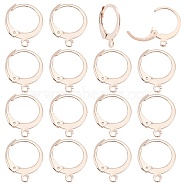 Unicraftale 30Pcs 304 Stainless Steel Leverback Earring Findings, with Loop, Rose Gold, 14.5x12x2mm, Hole: 1.2mm, Pin: 1x0.8mm(STAS-UN0029-68)