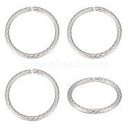 50Pcs 304 Stainless Steel Jump Rings, Open Jump Rings, Textured, Stainless Steel Color, 18 Gauge, 14.5x1mm, about 12mm inner diameter(STAS-BBC0002-93)