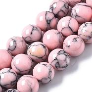 Dyed Synthetic Turquoise Gemstone Bead Strands, Round, Pink, 8mm, Hole: 1mm, about 50pcs/strand, 15.7 inch(TURQ-R032-8mm-XSS04)