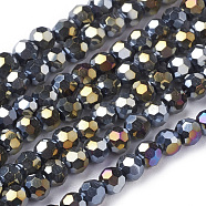 Electroplate Glass Beads Strands, AB Color Plated, Faceted(32 Facets), Round, Prussian Blue, 2x3mm, Hole: 0.5mm, about 200pcs/strand, 17.9 inch(EGLA-R016-2mm-11)