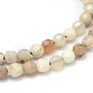 Faceted Round Natural White African Opal Beads Strands, 4mm, Hole: 0.5mm, about 105pcs/strand, 15.7 inch(G-P114-12-4mm)