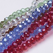 Handmade Glass Beads, Faceted, Rondelle, Mixed Color, about 8mm in diameter, 6mm long, hole: 1mm(GR001M)
