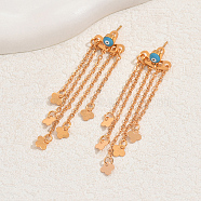 Cable Chain with Flower Tassel Earrings, Evil Eye Stud Earrings for Women(IM2433)