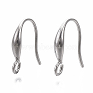 304 Stainless Steel Earring Hooks, Ear Wire, with Horizontal Loop, Stainless Steel Color, 14x11.5x3mm, Hole: 2mm, 18 Gauge, Pin: 1mm(STAS-S079-163)