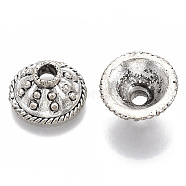 Tibetan Style Alloy Bead Caps, Cadmium Free & Lead Free, Apetalous, Antique Silver, 13x7mm, Hole: 3mm, Inner diameter: 9mm, about 560pcs/1000g(TIBE-S320-139AS-LF)