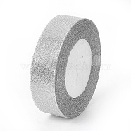 Glitter Metallic Ribbon, Sparkle Ribbon, DIY Material for Organza Bow, Double Sided, Silver, 1 inch(25mm), 25yards/roll(22.86m/roll)(X-ORIB-25mm-S)