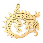 Ion Plating(IP) 304 Stainless Steel Pendants, Laser Cut, Dragon Charm, Real 18K Gold Plated, 44x46x1.5mm, Hole: 2mm(STAS-K270-24G)