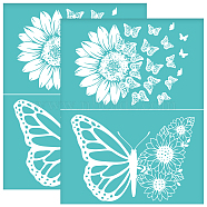 Self-Adhesive Silk Screen Printing Stencil, for Painting on Wood, DIY Decoration T-Shirt Fabric, Turquoise, Butterfly, 280x220mm(DIY-WH0338-214)