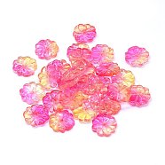 Transparent Glass Beads, Flower, Two Tone, Hot Pink, 15x4mm, Hole: 1.2mm(GLAA-H016-06F-1)