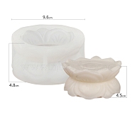 DIY Candle Silicone Molds, for Candle Making, Food Grade Silicone, Buddhist, White, Flower, 9.6x4.8cm(PW-WG28041-01)