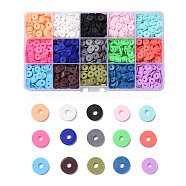 150G 15 Colors Handmade Polymer Clay Beads, Heishi Beads, for DIY Jewelry Crafts Supplies, Disc/Flat Round, Mixed Color, 8x1mm, Hole: 2mm, 10g/color(CLAY-JP0001-11-8mm)