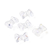 Transparent Spray Painted Glass Beads, Bowknot, AB Color Plated, Clear AB, 10x14x8mm, Hole: 1mm(GLAA-I050-11E)