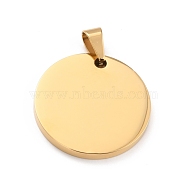 304 Stainless Steel Pendants, Stamping Blank Tag, Flat Round, Golden, 30x3mm, Hole: 7.4x4.5mm(STAS-K234-01G)