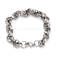 Tarnish Resistant 304 Stainless Steel Rolo Chain Bracelets, with Lobster Claw Clasps, Stainless Steel Color, 8-1/2 inch(21.6cm)(BJEW-Z011-02P)