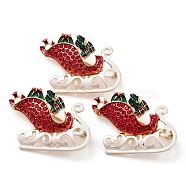 Christmas Sleigh Enamel Pin with Rhinestone, Alloy Brooch for Backpack Clothes, Red, 29x39mm(XMAS-PW0001-256)