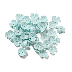 Opaque Acrylic Beads Caps, 3 Petals Flower, Pale Turquoise, 9.5x10x3mm, Hole: 1.5mm, about 8333 pcs/500(OACR-Z018-05A)