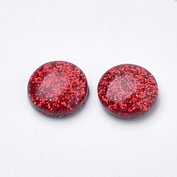 Resin Cabochons, with Glitter Powder, Dome/Half Round, Red, 16x5mm(CRES-Q197-50C)