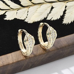 Brass Clear Cubic Zirconia Hoop Earrings, Snake, Real 18K Gold Plated, 15x15x6mm(EJEW-Q014-20G)