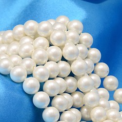 Round Shell Pearl Bead Strands, Matte Surface, Creamy White, 4mm, Hole: 0.8mm, about 103pcs/strand, 15.74 inch(BSHE-L011-4mm-A013A)
