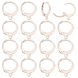 Unicraftale 30Pcs 304 Stainless Steel Leverback Earring Findings, with Loop, Rose Gold, 14.5x12x2mm, Hole: 1.2mm, Pin: 1x0.8mm(STAS-UN0029-68)