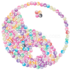 SUNNYCLUE 200Pcs Yin Yang Style Handmade Polymer Clay Beads, with 1 Roll Clear Elastic Crystal Thread, for Stretch Bracelets Making Kits, Mixed Color, 9.5x9.5x10mm, Hole: 2mm(DIY-SC0015-66B)