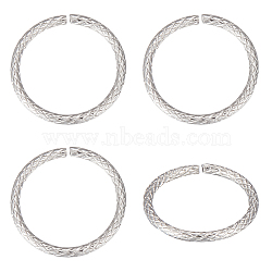 50Pcs 304 Stainless Steel Jump Rings, Open Jump Rings, Textured, Stainless Steel Color, 18 Gauge, 14.5x1mm, about 12mm inner diameter(STAS-BBC0002-93)