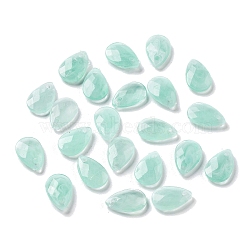 Opaque Acrylic Charms, Faceted, Teardrop Charms, Aquamarine, 13x8x3mm, Hole: 1.4mm(MACR-F079-07Q)
