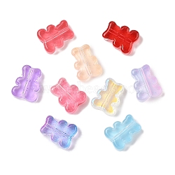 Transparent Spray Paint Glass Beads, Bear, Mixed Color, 10x8x4mm, Hole: 1mm(X-GLAA-Z011-08)