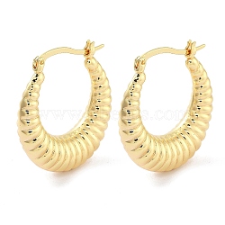 Brass Hoop Earrings, Real 18K Gold Plated, 30x7.5mm(EJEW-H301-03G-01)