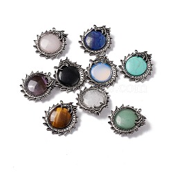 Gemstone Pendants, Dragon Charms, with Rack Plating Antique Silver Tone Alloy Findings, Cadmium Free & Lead Free, Mixed Dyed and Undyed, 43x41x6mm, Hole: 7x8.5mm(G-G983-01AS)