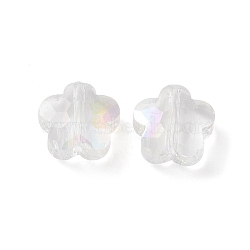Transparent Electroplate Glass Beads, AB Color, Faceted Flower, Clear AB, 9.5x10x5mm, Hole: 1.2mm(GLAA-D016-17G)
