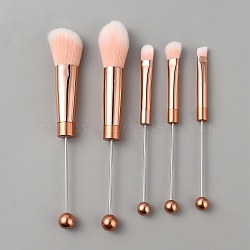 Beadable Makeup Brushes Set, Artificial Fiber Cosmetic Brushes Bristles, with Alloy & Aluminum Handle, Rose Gold, 12.5~15.8x0.8~2.7x0.75~1.3cm, 5pcs/set(MRMJ-WH0070-96B)